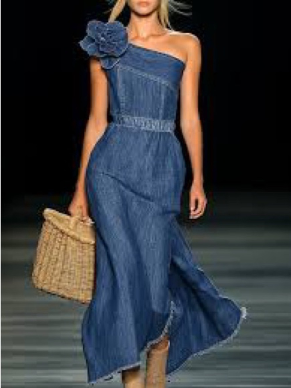 Oyrosy NWT Denim Strapless Dress Sz Small